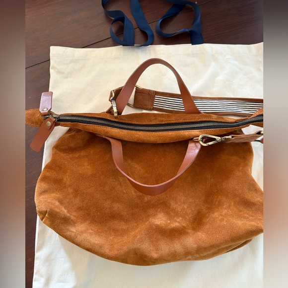 Parker Thatch Charlie Suede Top-Handle Tote Bag in Caramel Brown - Picture 13 of 16